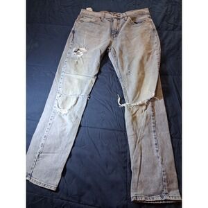 Levis 511 Mens Jeans 33x30 Slim Fit Light Wash Denim Blue Distressed